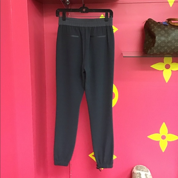 NWT Rebecca Taylor Pull On Pant Stormy Grey 0 Elastic Waistband Tuxedo strip on - Picture 4 of 6